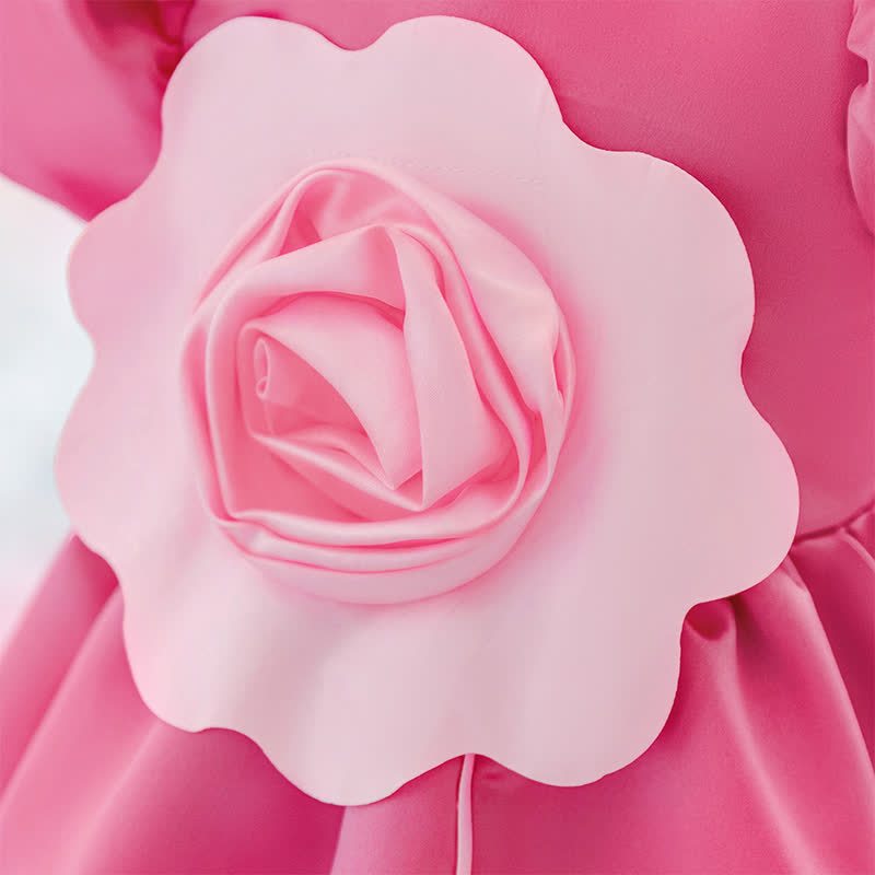 Satin Rosette Short Sleeve Mid-long Dresses - image 4