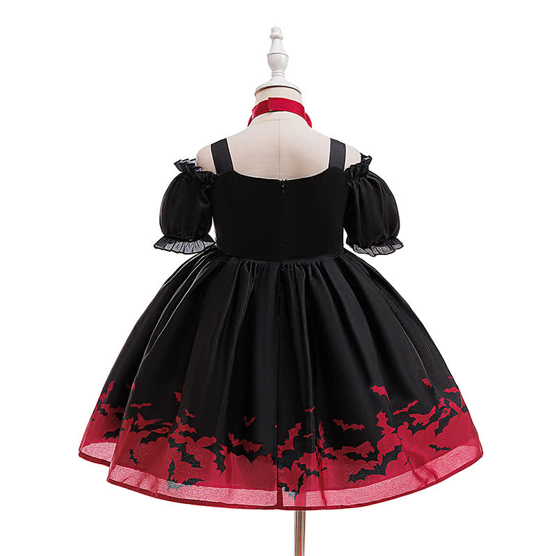 [Archive Sale] Chemical Fiber Blend Shirred Bow Printing Short Sleeve Mid-long Dresses - image 3
