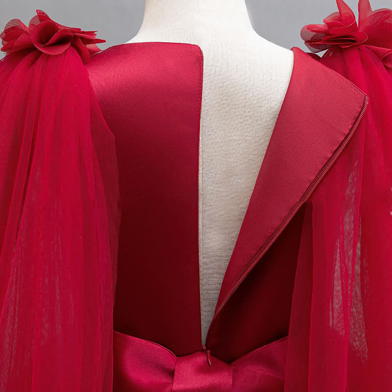 Mesh Applique Cap Sleeve Maxi Dresses - image 4