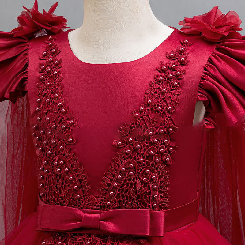 Mesh Applique Cap Sleeve Maxi Dresses - image 2