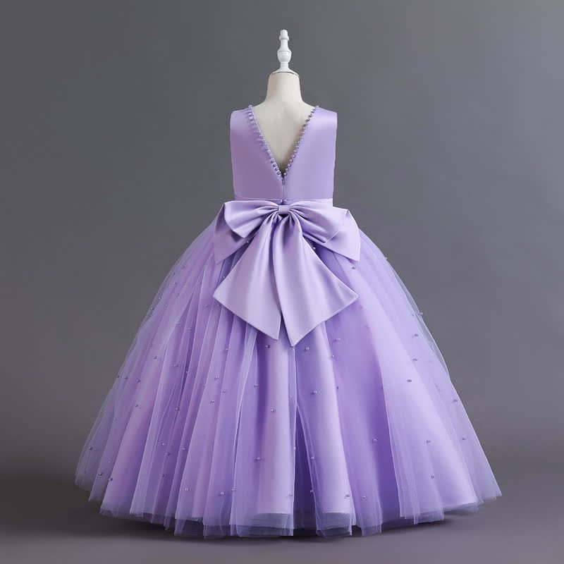 [Archive Sale] Satin Imitation Pearls Sleeveless Maxi Dresses - image 2