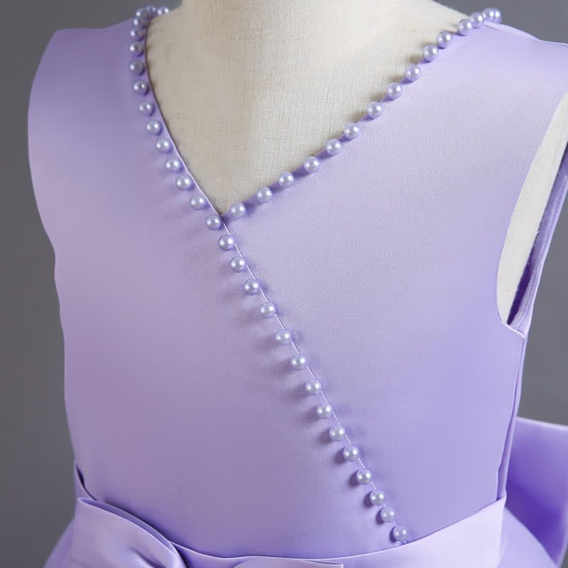 [Archive Sale] Satin Imitation Pearls Sleeveless Maxi Dresses - image 3