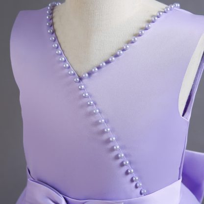 [Archive Sale] Satin Imitation Pearls Sleeveless Maxi Dresses - image 3