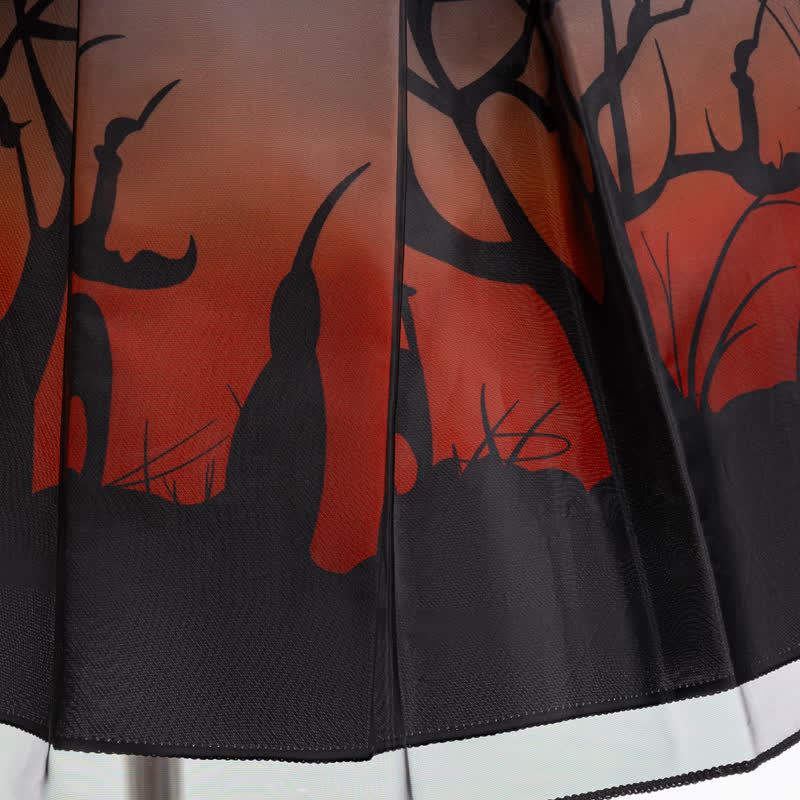 Chemical Fiber Blend Printing Short Sleeve Mid-long Dresses - image 7