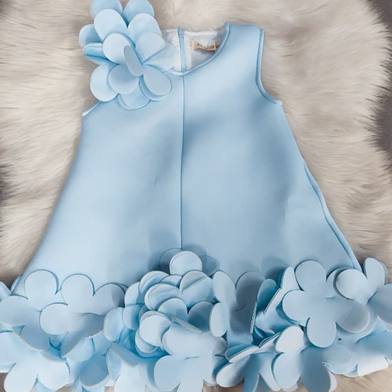 Scuba Knit Rosette Sleeveless Midi Dresses - Blue - 12-13Y - image 12