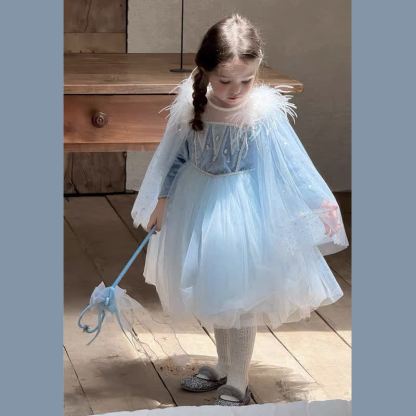 [Archive Sale] Mesh Feather-trimmed Sleeveless Maxi Dresses - image 3