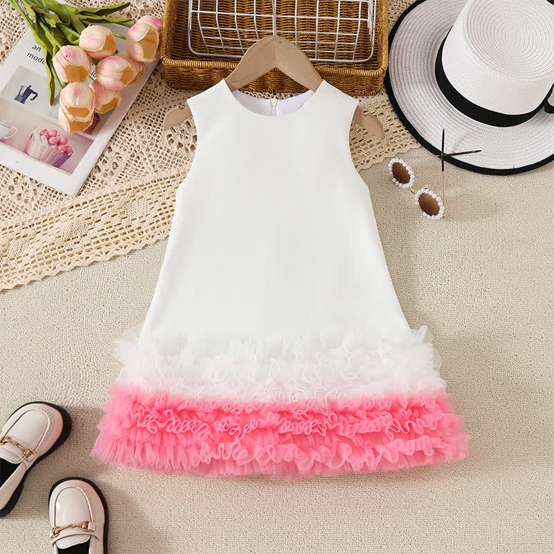 Chemical Fiber Blend Folds Sleeveless Midi Dresses - Pink - 7Y - image 2