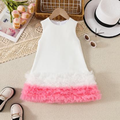 Chemical Fiber Blend Folds Sleeveless Midi Dresses - Pink - 7Y - image 2