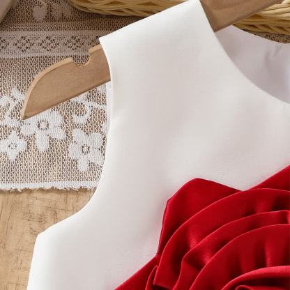 Chemical Fiber Blend Rosette Sleeveless Midi Dresses - image 4