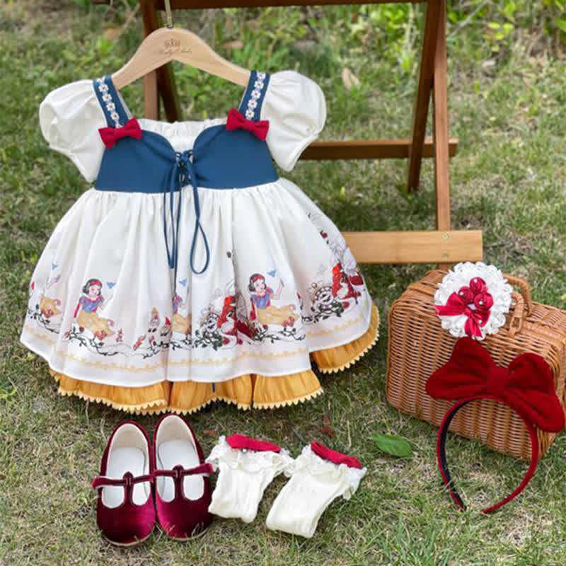 Chemical Fiber Blend Split Joint Short Sleeve Midi Dresses - Snow White - 8-9Y - image 1