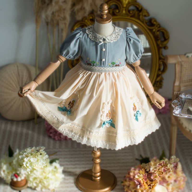 [Archive Sale] Chemical Fiber Blend Stitching Lace Short Sleeve Midi Dresses - image 2