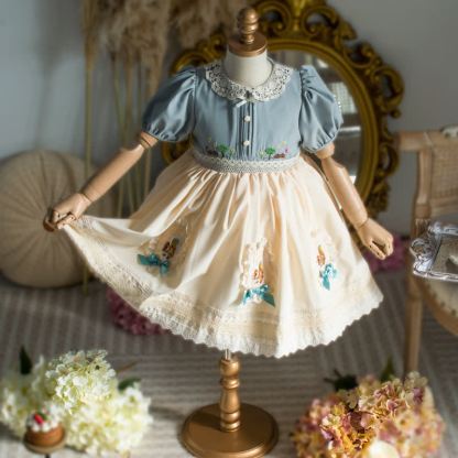[Archive Sale] Chemical Fiber Blend Stitching Lace Short Sleeve Midi Dresses - image 2