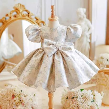   Lace Bow Sleeveless Midi Dresses - Sky Blue - 9-10Y - image 1