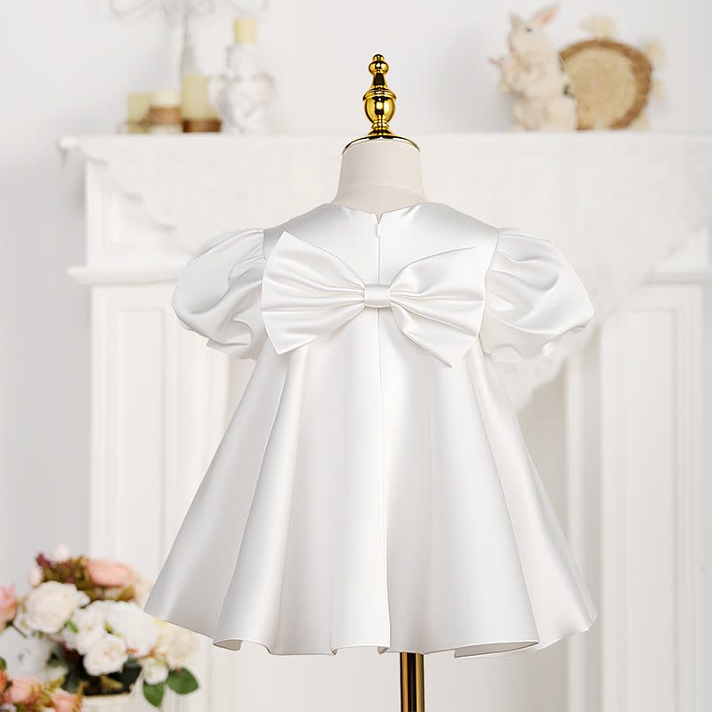 Satin Rosette Short Sleeve Midi Dresses - image 2