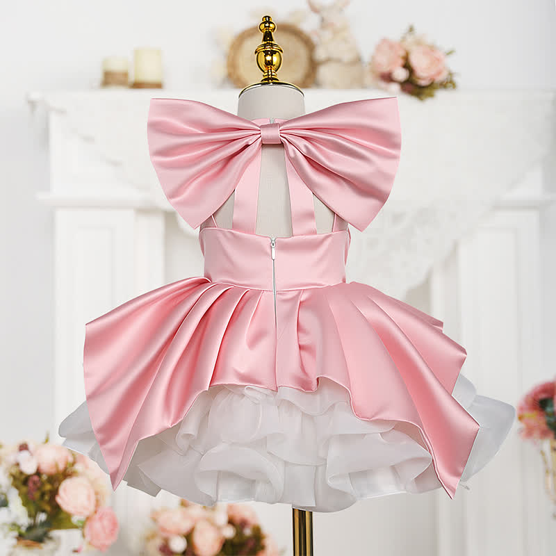 Satin & Mesh Split Joint Bow Sleeveless Midi Dresses - image 2