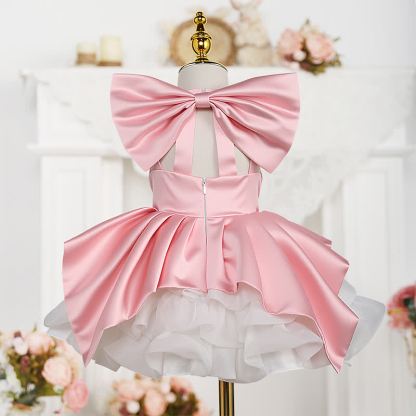 Satin & Mesh Split Joint Bow Sleeveless Midi Dresses - image 2