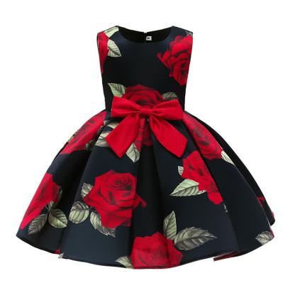 Satin Bow Sleeveless Mid-long Dresses - Black - 9-10Y - image 11