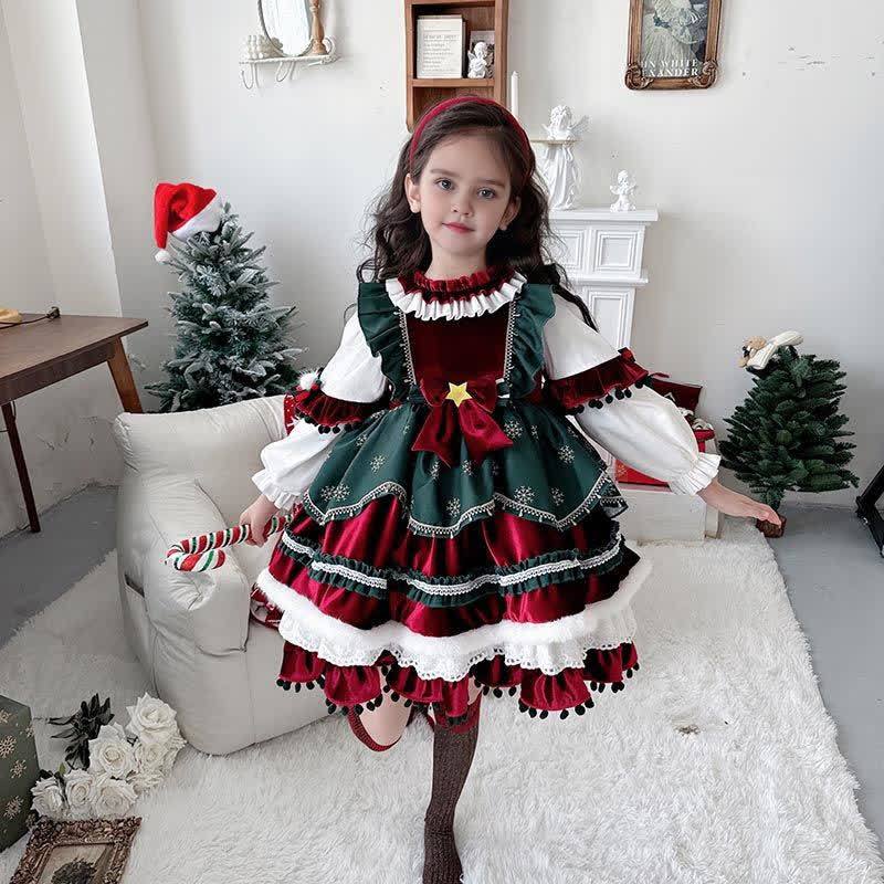 [Archive Sale] Velvet  Stitching Lace Split Joint Long Sleeve Midi Dresses - image 2