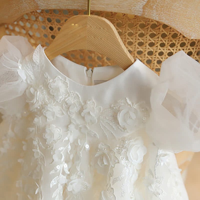 Mesh Applique Short Sleeve Midi Dresses - image 3