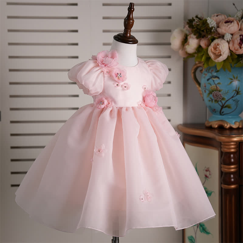 Organza Rosette Short Sleeve Mid-long Dresses - image 2