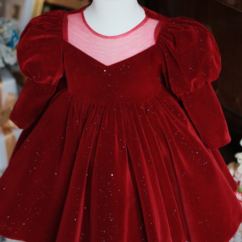 Velvet Glitter Long Sleeve Mid-long Dresses - image 3