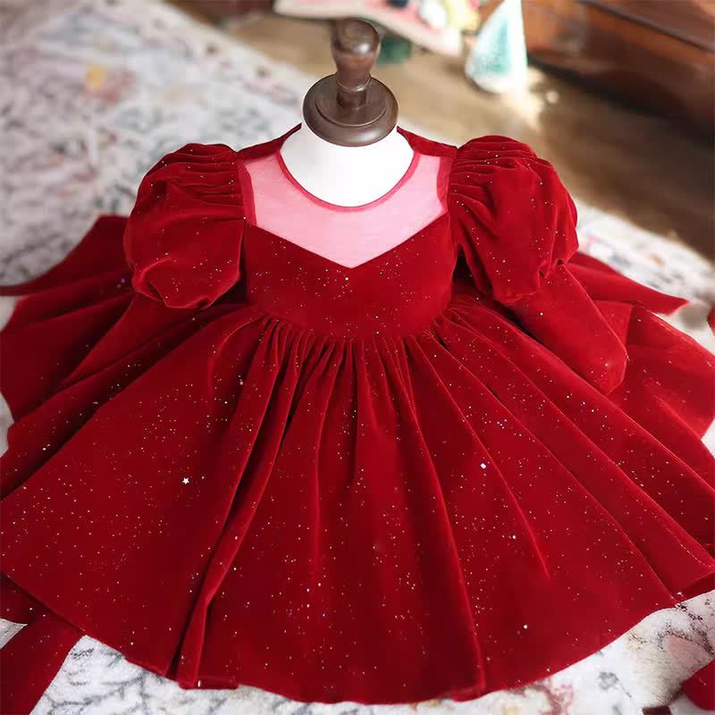 Velvet Glitter Long Sleeve Mid-long Dresses - image 2