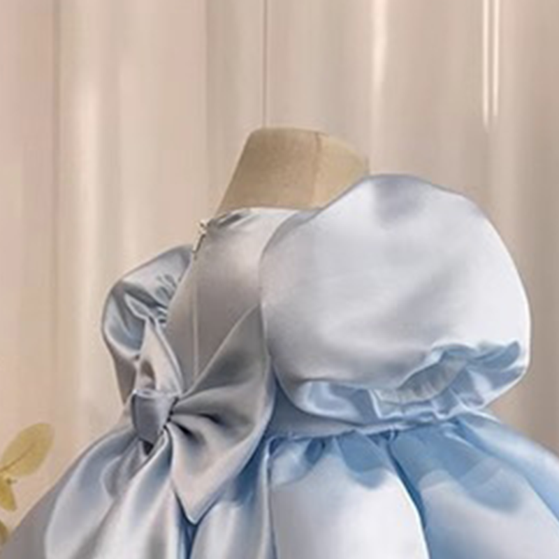 Satin Pearl Short Sleeve Mid-long Dresses - image 6