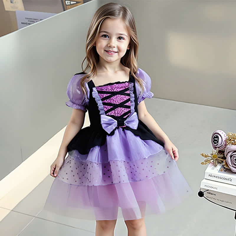 Mesh Bow Short Sleeve Midi Dresses - image 1