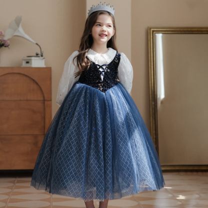 Mesh Lace-up Long Sleeve Maxi Dresses - image 2