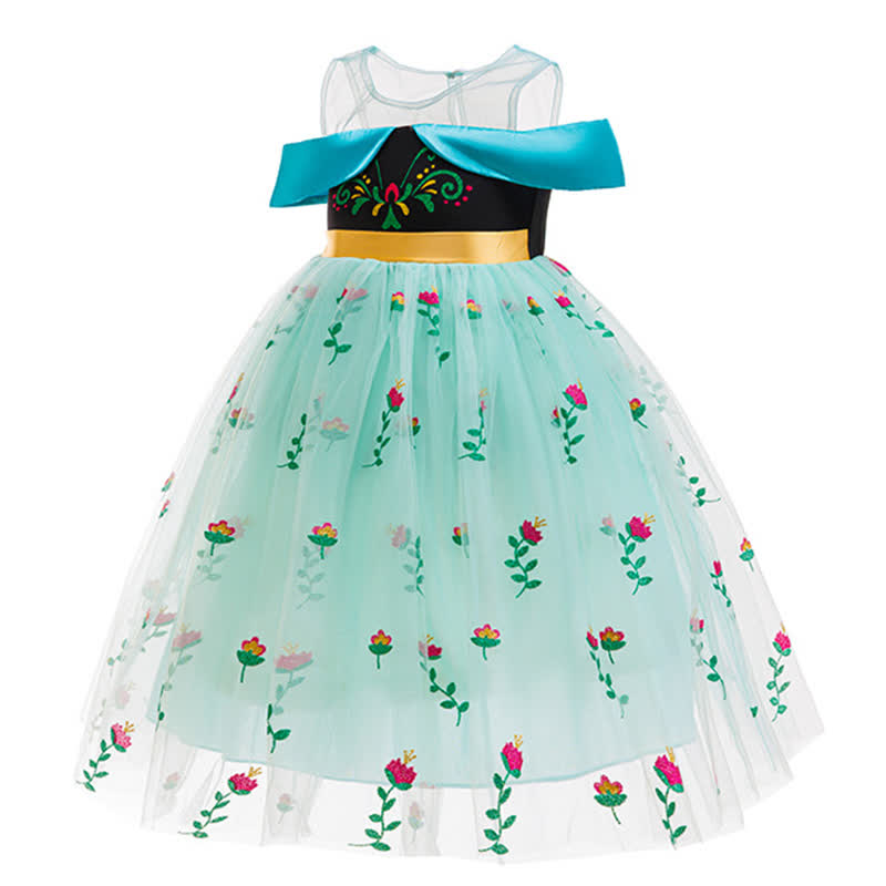 Mesh Floral Embroidery Patterns Split Joint Sleeveless Mid-long Dresses - image 2