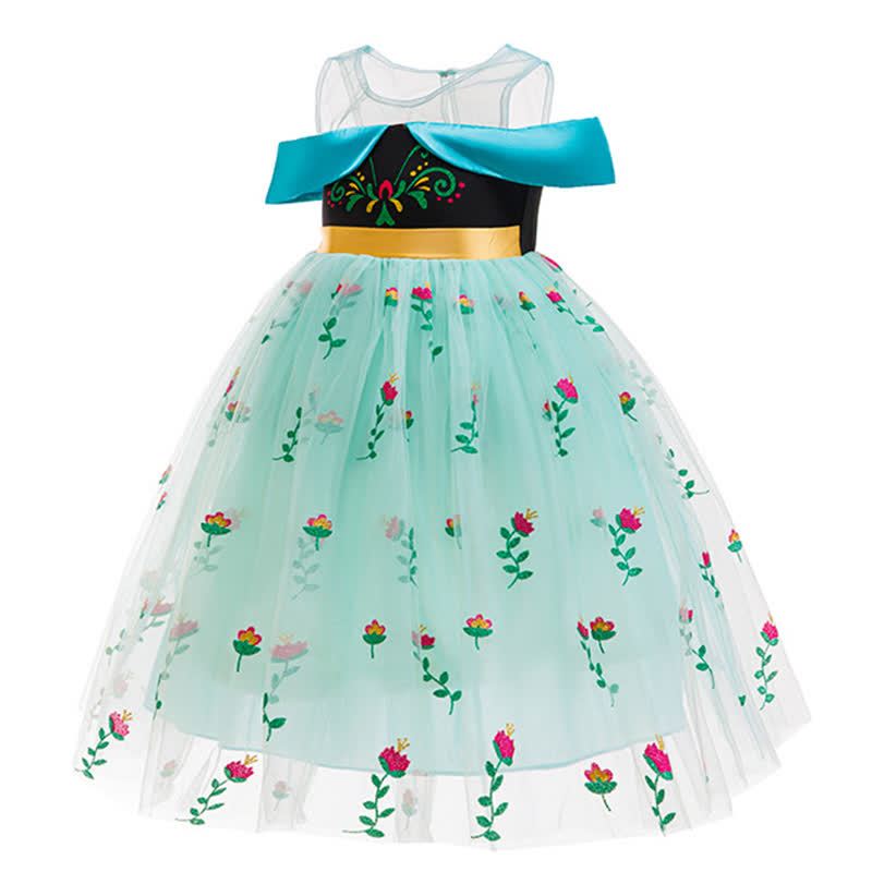 Mesh Floral Embroidery Patterns Split Joint Sleeveless Mid-long Dresses - image 2