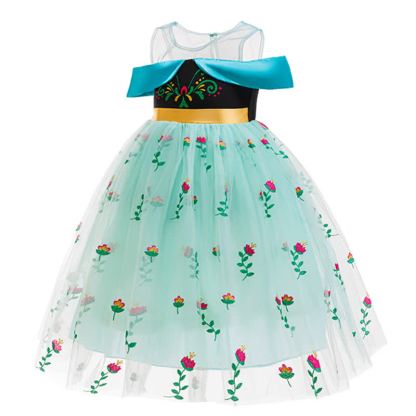 Mesh Floral Embroidery Patterns Split Joint Sleeveless Mid-long Dresses - image 2