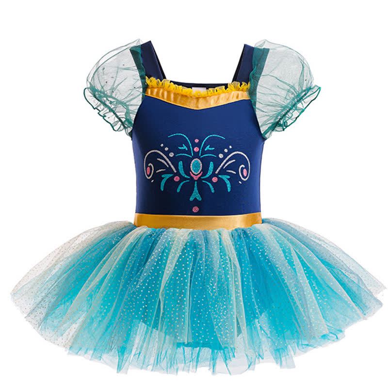 Mesh Split Joint Ballet Short Sleeve Midi Dresses - Green - 8Y - image 1