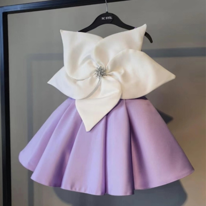 Satin Rosette Sleeveless Midi Dresses - Purple - 11-12Y - image 8