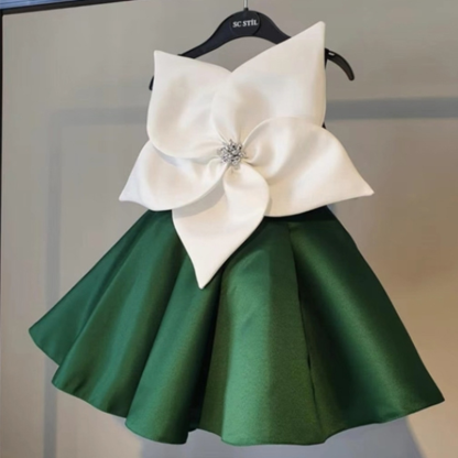 Satin Rosette Sleeveless Midi Dresses - Green - 11-12Y - image 14
