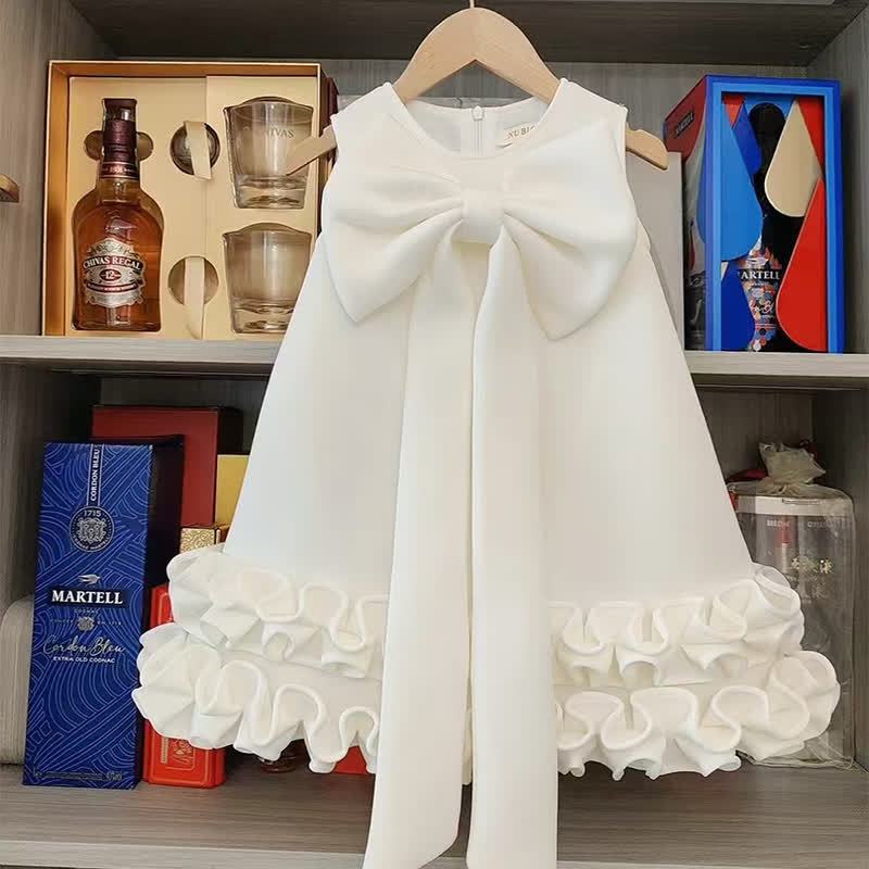 SCUBA KNIT Bow Sleeveless Midi Dresses - White - 11-12Y - image 1