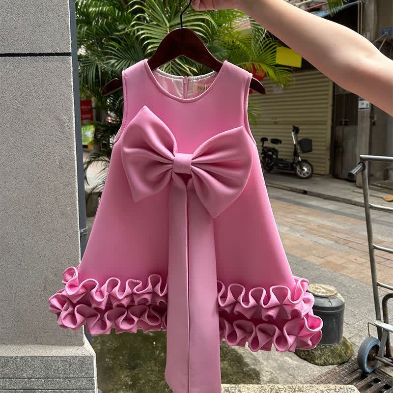 SCUBA KNIT Bow Sleeveless Midi Dresses - Pink - 11-12Y - image 9