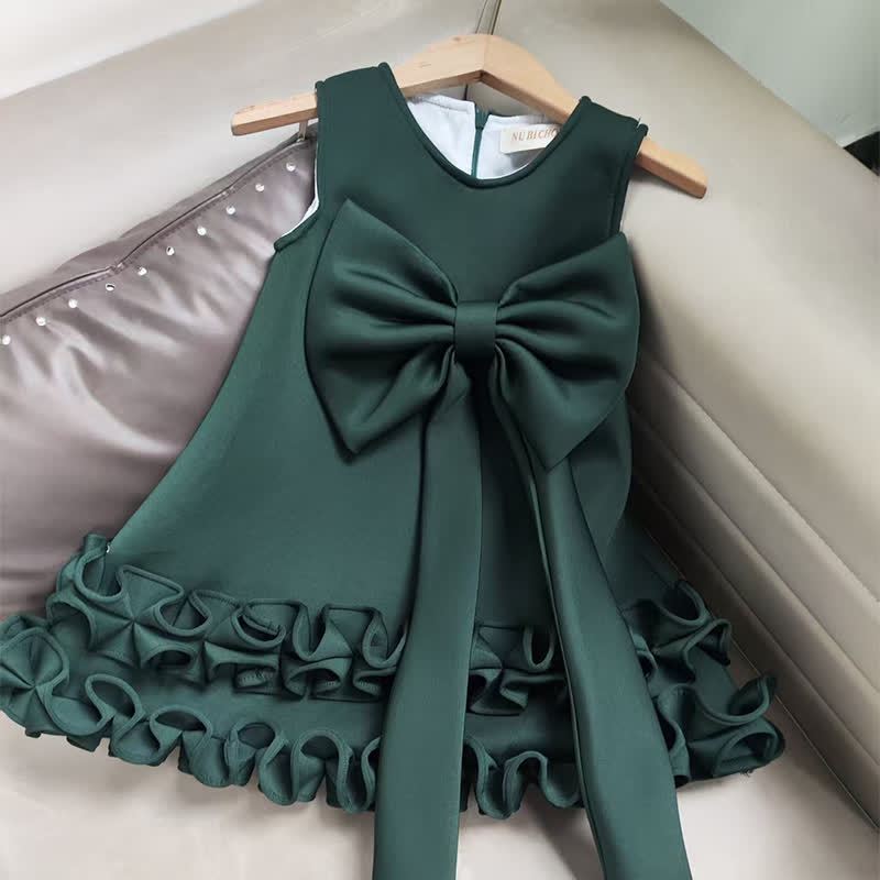 SCUBA KNIT Bow Sleeveless Midi Dresses - Green - 11-12Y - image 7