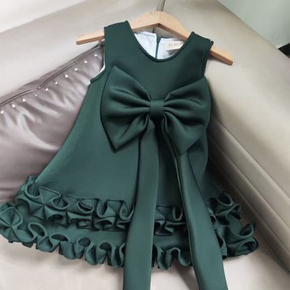 SCUBA KNIT Bow Sleeveless Midi Dresses - Green - 11-12Y - image 7