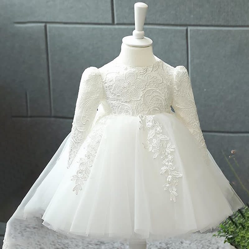 Mesh Applique Long Sleeve Midi Dresses - image 2