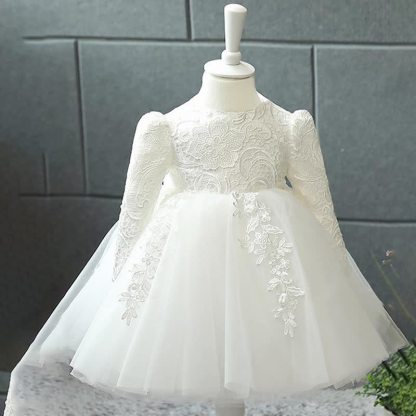 Mesh Applique Long Sleeve Midi Dresses - image 2