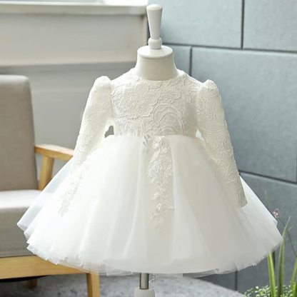 Mesh Applique Long Sleeve Midi Dresses - Long Sleeve - 13-14Y - image 1