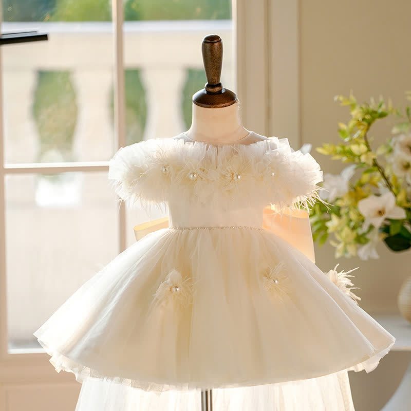 Mesh Rosette Sleeveless Midi Dresses - Beige - 12-13Y - image 1