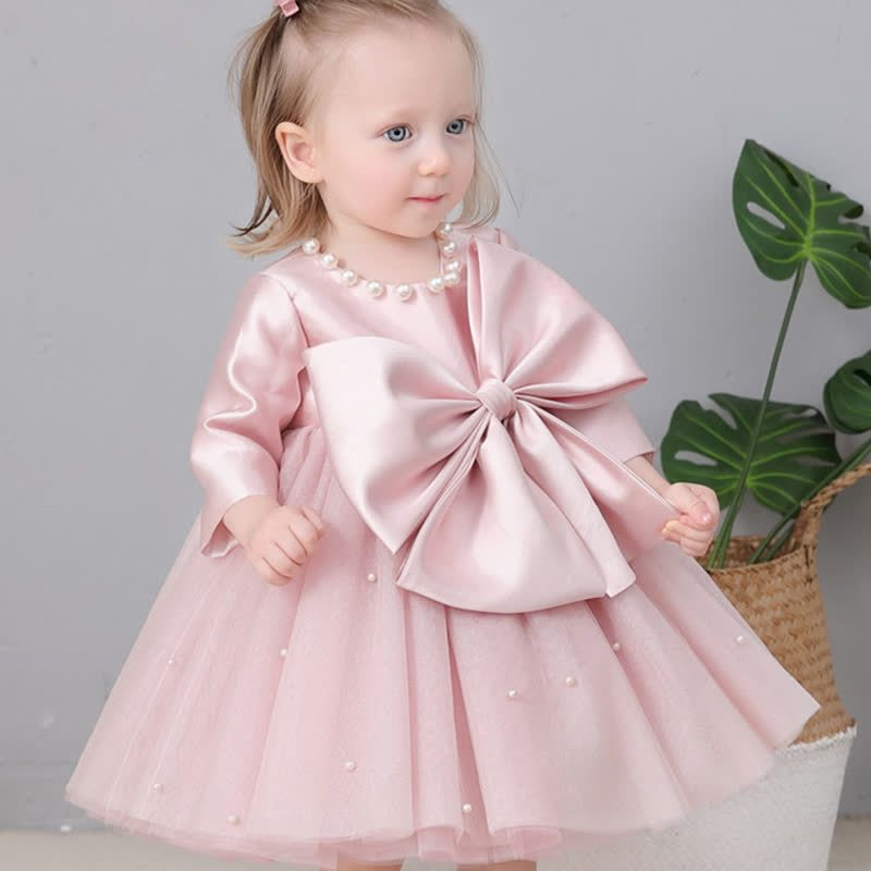Satin Bow Long Sleeve Midi Dresses - image 2