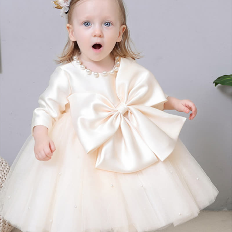 Satin Bow Long Sleeve Midi Dresses - image 6
