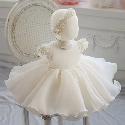 Mesh Rosette Sleeveless Midi Dresses - White - 12-13Y - image 1