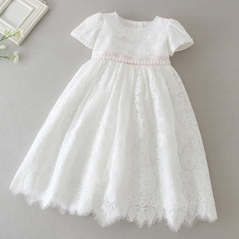 Lace Sash Short Sleeve Maxi Dresses - image 2
