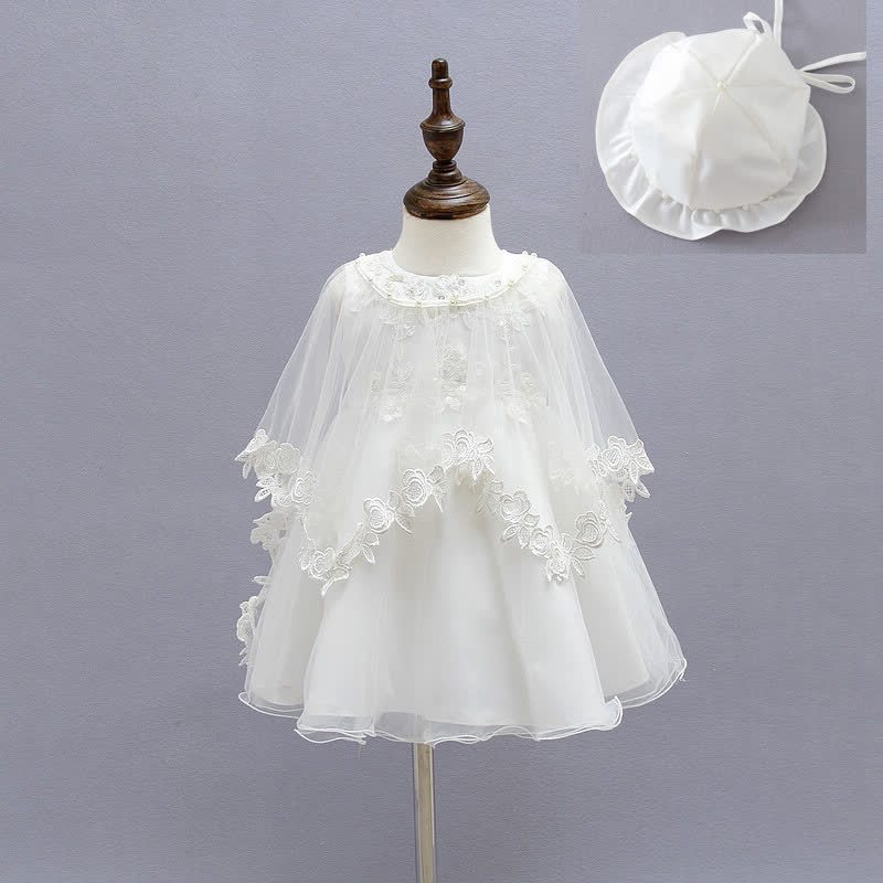 Mesh Applique Sleeveless Midi Dresses - White - 12-15M - image 1