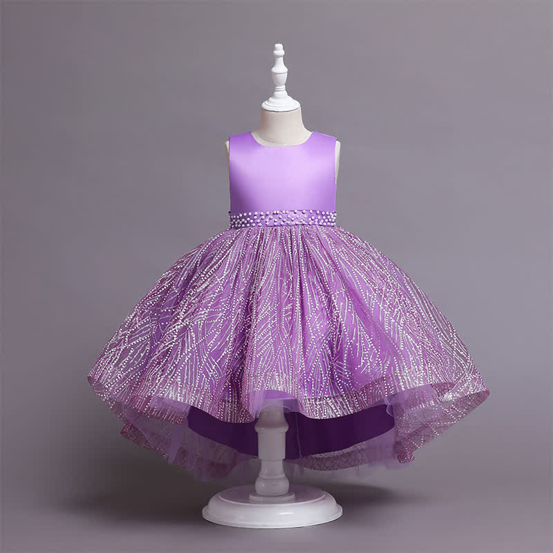 Satin Crystal Sleeveless Midi Dresses - Purple - 10-11Y - image 7