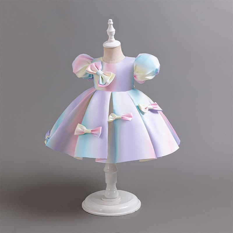 Satin Bow Short sleeve Midi Dresses - image 3